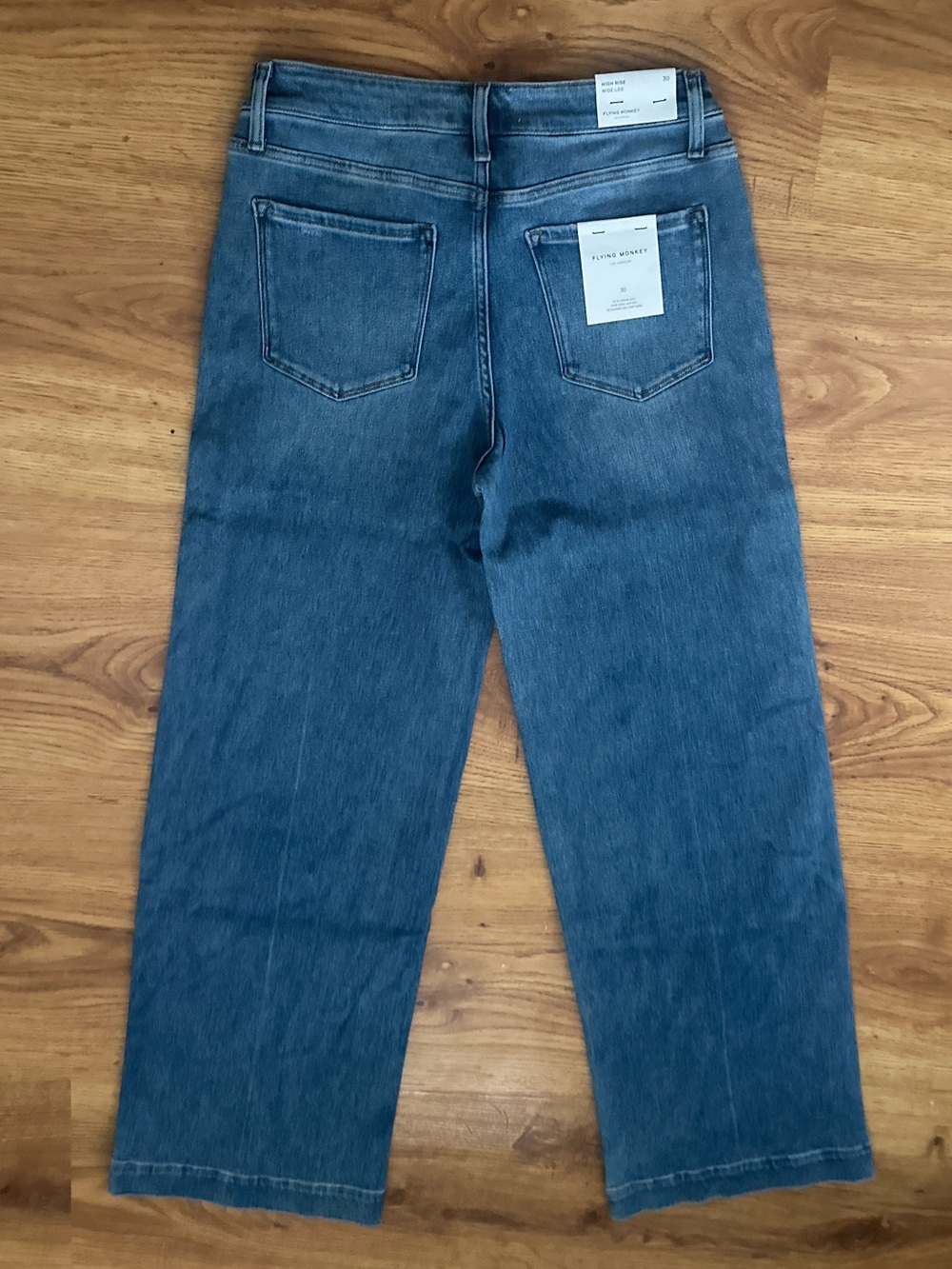 Flying Monkey Wide Leg Flare Jeans - Blue Denim - Picture 3 of 16